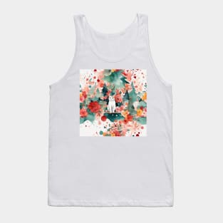 Cat in Flowers Garden Tank Top